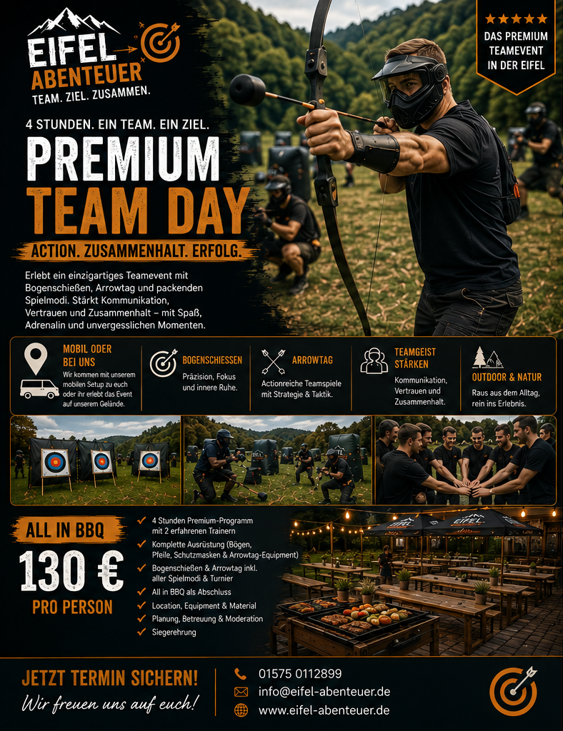 Premium Team Day – Bogenschießen, Arrowtag & All-in BBQ